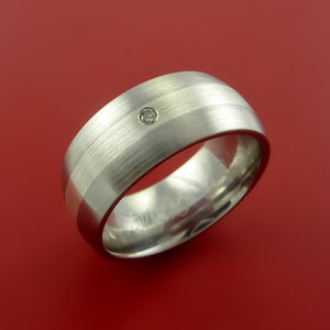 Titanium Silver Diamond Setting Ring Band Made to any size