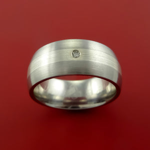 Titanium Silver Diamond Setting Ring Band Made to any size