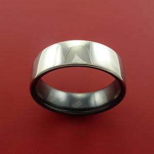 Black Zirconium Two Tone Ring Traditional Style Band Made to Any Sizing and Finish