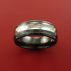 Black Zirconium Ring with Groove Inlay Custom Made Band