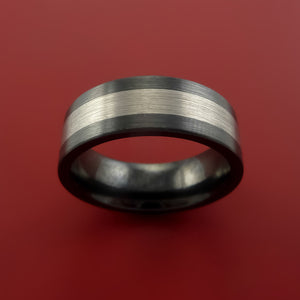 Black Zirconium Ring with Lashbrook Platinum Rings Inlay Custom Made Band