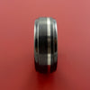 Black Zirconium Ring with Platinum Inlay Custom Made Band