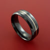 Black Zirconium Ring with 14K White Gold Inlay Custom Made Band
