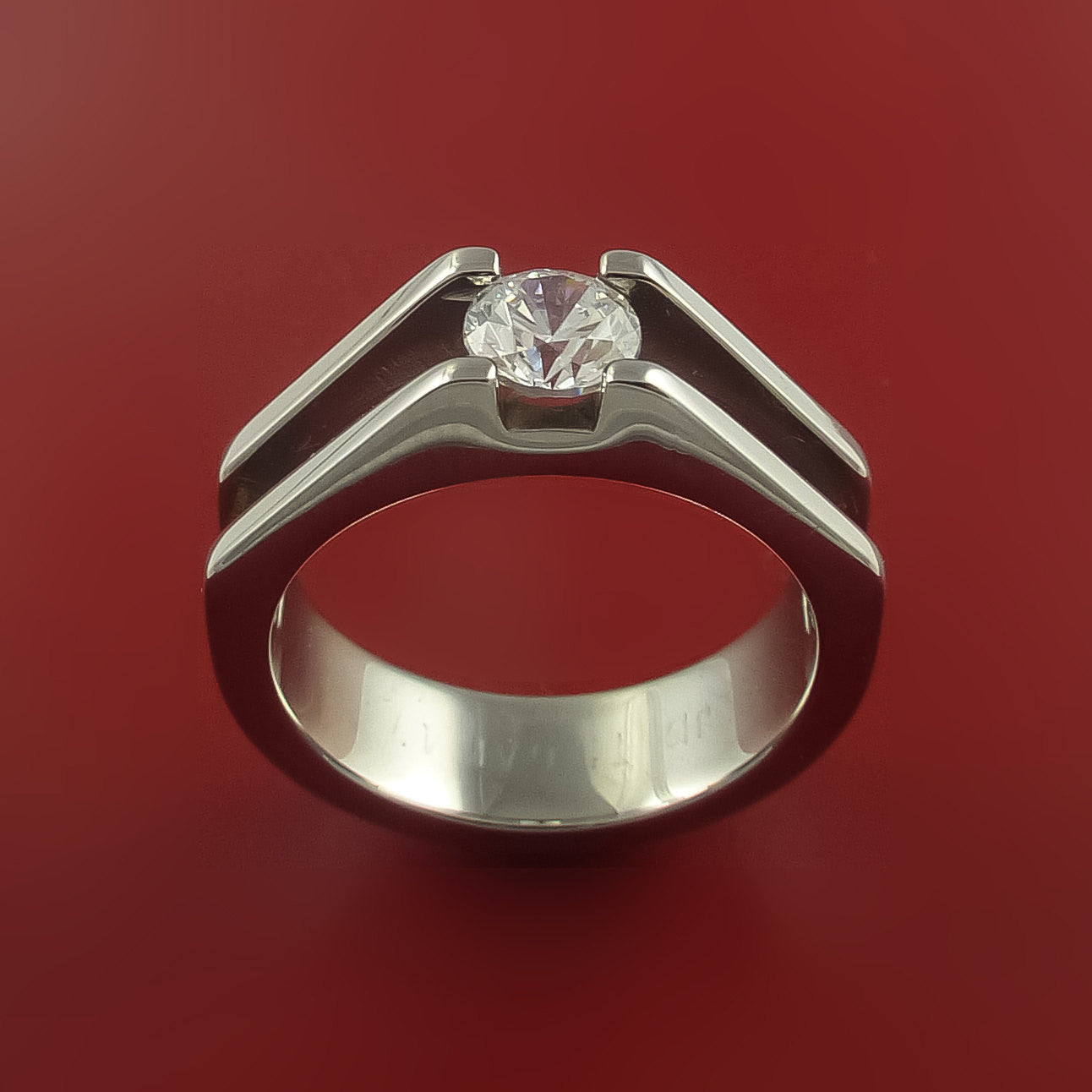 Titanium Ring with Tension-Set Moissanite Custom Made Men's