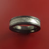 Black Zirconium Ring with Damascus Steel Inlay Custom Made Band