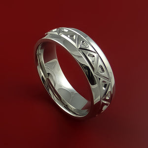 Cobalt Chrome Unique Pattern Ring Bright Comfortable Band Made to Any Sizing and Finish
