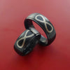 Black Zirconium Matching Ring Set Infinity Symbol 14k White Gold Inlay Bands Custom Made