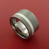 Wide Titanium Ring Classic Style with Silver Inlay Wedding Band Any Size and Finish 3-22