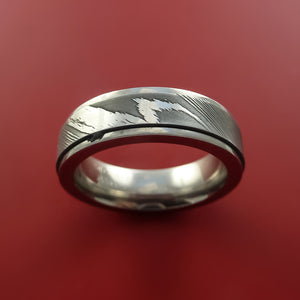 Titanium Spinner Ring with Damascus Steel Inlay Custom Made Band