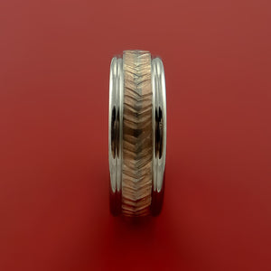Titanium Ring with 14k Rose Gold Inlay Custom Made Band