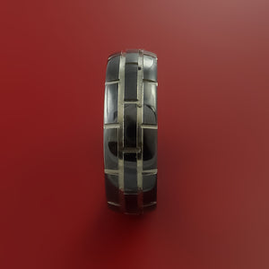Black Zirconium Unique Brick Ring Comfortable Band Made to Any Sizing and Finish 3-22