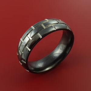 Black Zirconium Unique Brick Ring Comfortable Band Made to Any Sizing and Finish 3-22