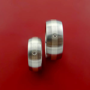 Cobalt Chrome Silver Diamond Setting Matching Ring Set Made to any sizing