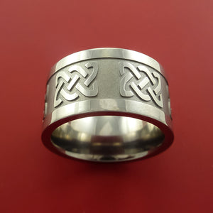 Titanium Ring with Infinity Knot Milled Celtic Design Inlay Custom Made Band