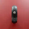 Black Zirconium Silver Inlay Ring with Raised Beveled Moissanite Stones Moderns Style Band Custom Made