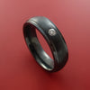 Black Zirconium Silver Inlay Ring with Raised Beveled Moissanite Stones Moderns Style Band Custom Made