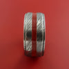 Wide Damascus Steel Ring with Cerakote Inlay Custom Made Band