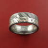Damascus Steel Ring with 14k Rose Gold and 14k White Gold Inlays Custom Made Band