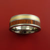 Titanium Ring with Hardwood and 14k Yellow Gold Inlays Custom Made Band