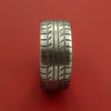 Wide Titanium Ring with Custom Tire Tread Pattern Inlay Custom Made Band