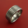 Wide Titanium Ring with Custom Tire Tread Pattern Inlay Custom Made Band