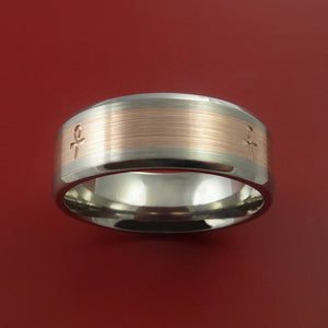 Rose Gold Egyptian Ankh Ring and Titanium Custom Made Band Any Sizing from 4-22