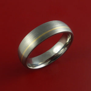 Titanium Ring with 14k Yellow Gold Inlay Custom Made Band