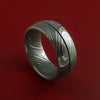 Damascus Steel Ring with Groove Inlay Custom Made Band