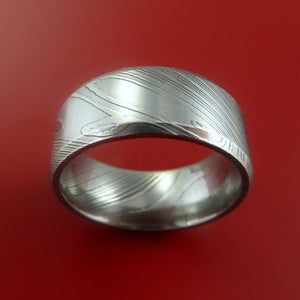 Damascus Steel Ring Wide Wedding Band Genuine Craftsmanship