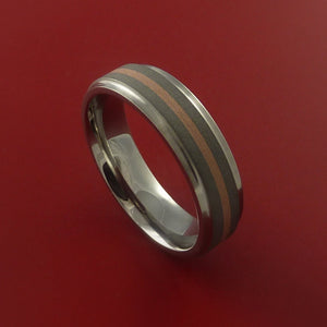Titanium Ring with 14k Rose Gold Inlay Custom Made Band
