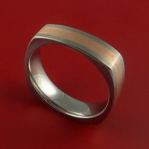 Rose Gold and Titanium Ring Square Band any Sizing from 3-22 Unique