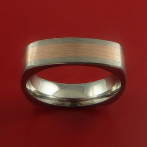 Rose Gold and Titanium Ring Square Band any Sizing from 3-22 Unique
