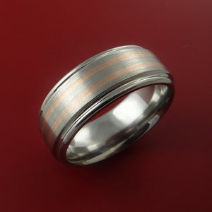 Rose Gold Ring and Titanium Custom Made Band Any Finish and Sizing from 3-22