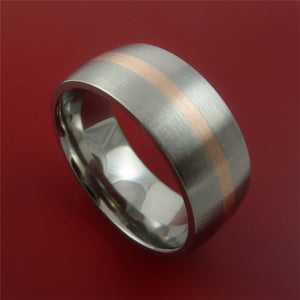 Titanium Ring with 14k Rose Gold Inlay Custom Made Band