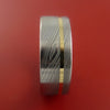 Damascus Steel Ring with 14k Yellow Gold Inlay Custom Made Band