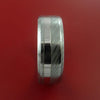 Damascus Steel Ring with Platinum Inlay Custom Made Band