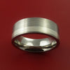 Titanium Ring Classic Silver Off Center Inlay Wedding Band Any Size and Finish 3-22