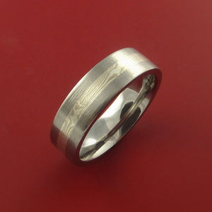 Titanium Ring with Palladium and Sterling Silver Mokume Gane Inlay Custom Made Band