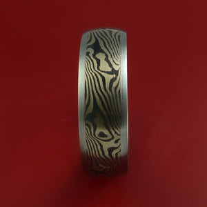 Titanium and 14K White Gold Mokume Ring Custom Made to Any Size