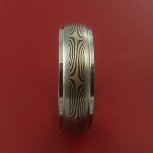 Titanium and 14K White Gold Mokume Ring Custom Made to Any Size 3 to 22