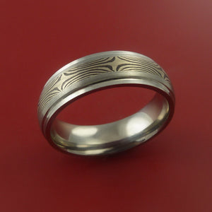 Titanium and 14K White Gold Mokume Ring Custom Made to Any Size 3 to 22
