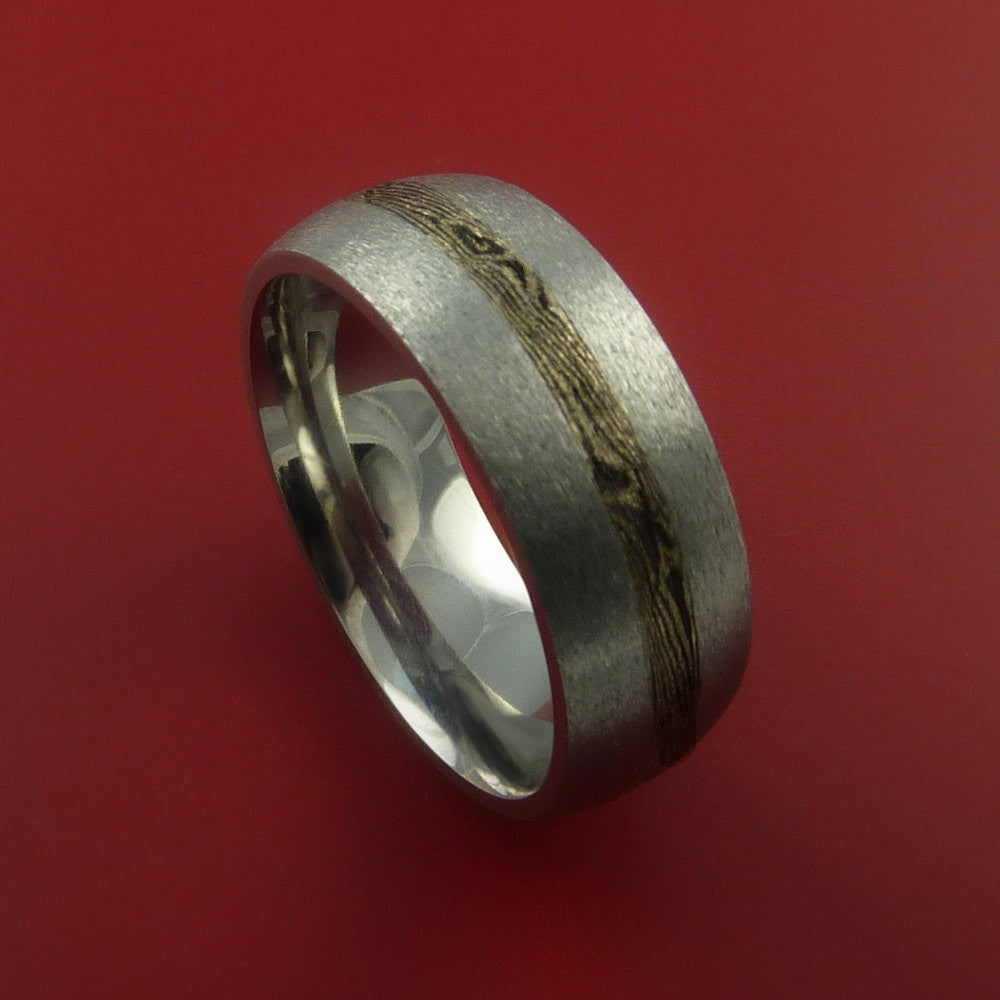 Titanium and 14K Yellow Gold Mokume Ring Custom Made Band to Any Size 3 to 22