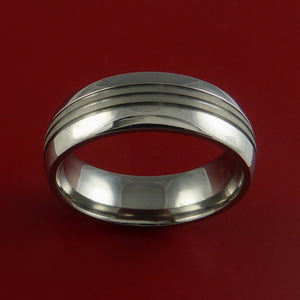Titanium Ring with Groove Inlay Custom Made Band