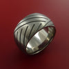 Titanium Wide Tread Design Ring Bold Unique Band Custom Made to Any Sizing 4-22