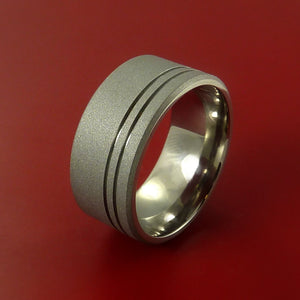 Wide Titanium Ring with Groove Inlay Custom Made Band