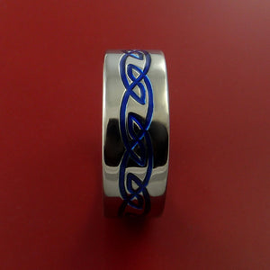 Titanium Ring with Infinity Knot Milled Celtic Design and Cerakote Inlays Custom Made Band