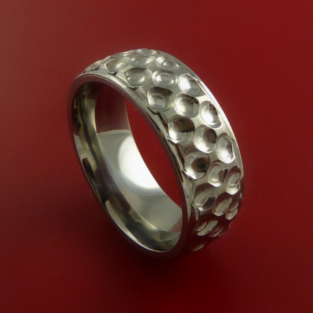 Titanium Ring with Milled Golf Ball Dimple Inlay Custom Made Band
