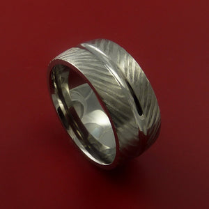 Titanium Feather Carved Band Custom Ring Made to Any Sizing and Finish 3-22