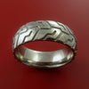 Titanium Ring with Cycle Tire Tread Pattern Inlay Custom Made Band