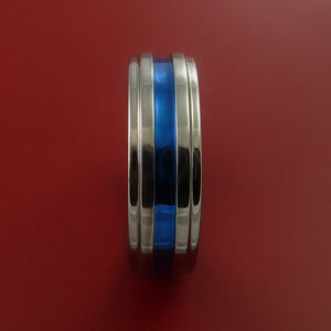 Titanium Ring with Anodized Inlay Custom Made Band